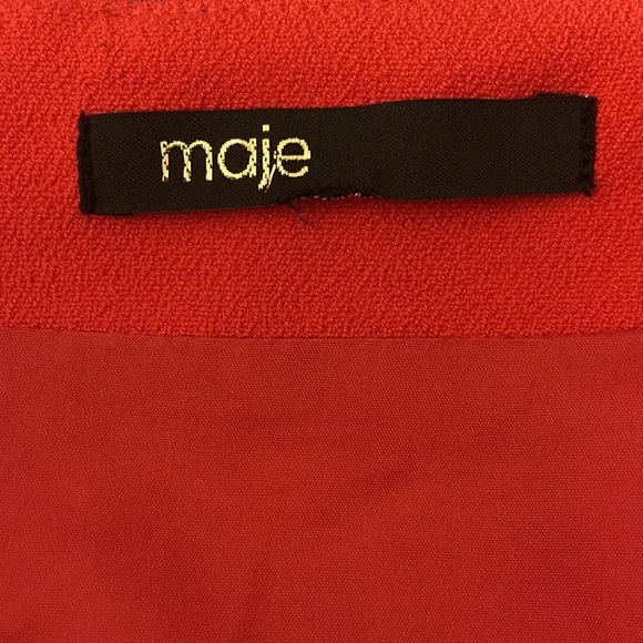 Maje Skirt Chic French Ruched Mini Skirt in Bold Luxurious Red - Picture 4 of 9